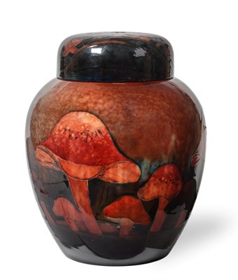 Lot 470 - William Moorcroft (1872-1945): A Claremont Toadstool Pattern Flambé Jar and Cover, circa 1930,...