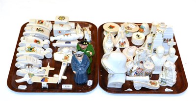 Lot 128 - A collection of First World War crested china (on two trays)