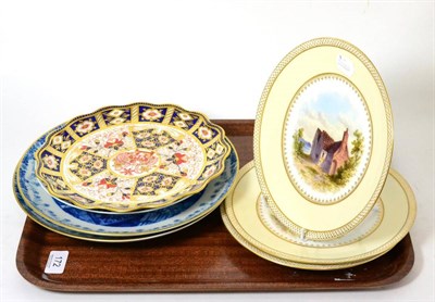 Lot 172 - Three hand painted Davenport cabinet plates, assorted Wedgwood and other cabinet plates