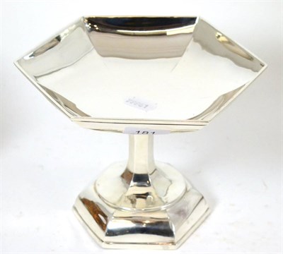 Lot 181 - A George V silver tazza/comport, hexagonal form and raised on a tapering pedestal foot, Walker...