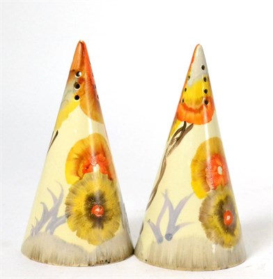 Lot 187 - A pair of Clarice Cliff conical casters