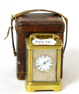 Lot 189 - A French miniature carriage timepiece, with travelling case