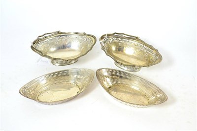 Lot 190 - Two pairs of silver pierced baskets (4)