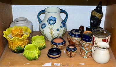 Lot 235 - Florian type vase, Bretby vase, Doulton etc