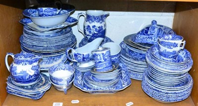 Lot 239 - A shelf of assorted Spode Italian pattern dinner wares and other assorted blue and white pottery