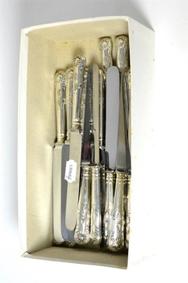 Lot 240 - A set of twelve plated king's pattern table knives and ten matching cheese knives