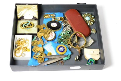 Lot 248 - Assorted items of jewellery including watch cock necklace, watches, paste set brooches,...