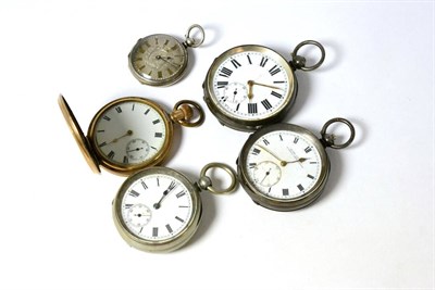 Lot 258 - Four pocket watches, two stamped '925' and another fob watch stamped 'Fine Silver' (5)