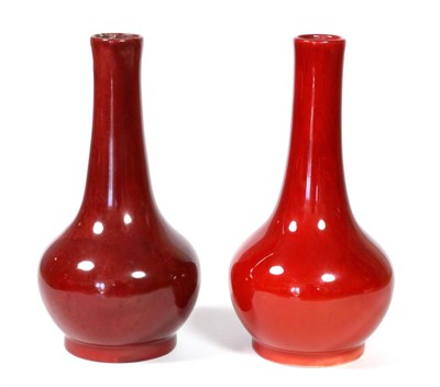 Lot 485 - Bernard Moore (1850-1935): A Pair of Porcelain Vases, flambé glaze, painted BM, printed...