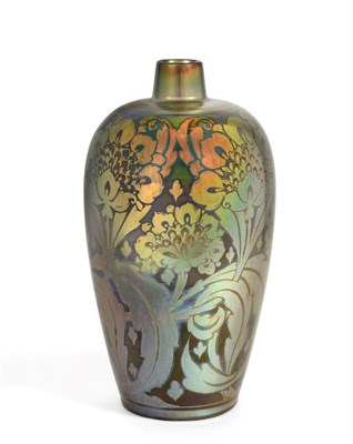 Lot 486 - A Pilkington's Royal Lancastrian Lustre Vase, by Charles Cundall, dated 1910, with flowers and...