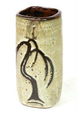 Lot 491 - David Andrew Leach OBE (1911-2005): A Stoneware Willow Pattern Vase, cylindrical square...