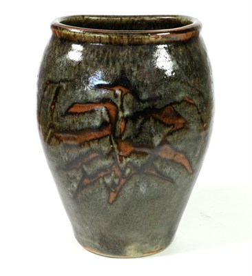 Lot 492 - Attributed to David Andrew Leach OBE (1911-2005): A Stoneware Willow Pattern Vase, wax resist...