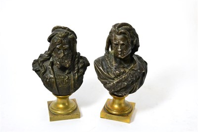 Lot 298 - A pair of bronze busts, signed A Carrier