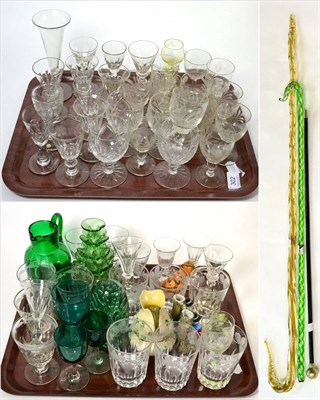 Lot 302 - A Kilner green glass dump, coloured glassware, etched glassware, Belleek china, two glass...