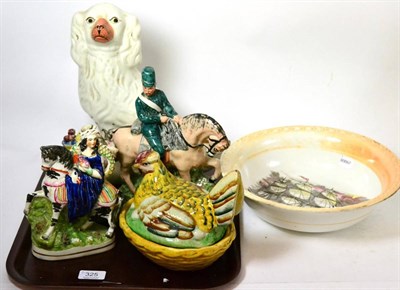 Lot 325 - Staffordshire animals and Sunderland clippa bowl