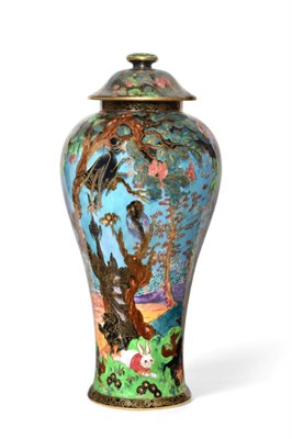 Lot 499 - A Wedgwood Fairyland Lustre Ghostly Wood 2046 Vase, designed by Daisy Makeig-Jones, printed and...