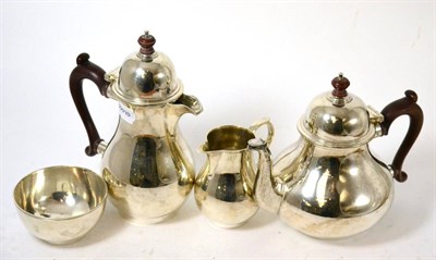 Lot 331 - A silver four piece teaset marked for London