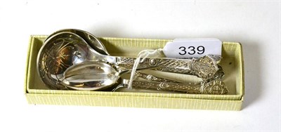 Lot 339 - Six assorted Lindisfarne Celtic decorated silver spoons