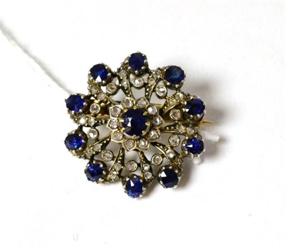 Lot 364 - A sapphire-type and diamond brooch