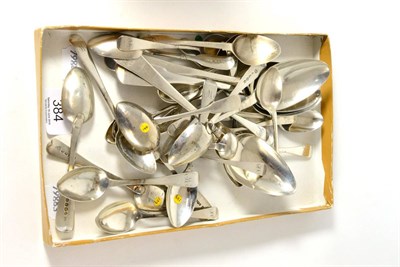 Lot 384 - Four Georgian silver tablespoons and various silver teaspoons etc