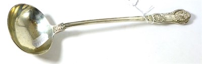 Lot 386 - A Kings Pattern silver soup ladle