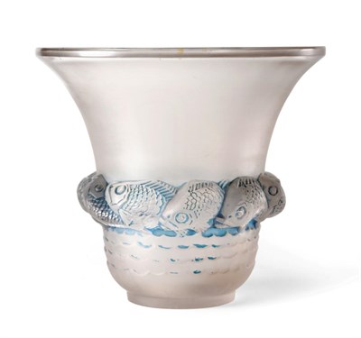 Lot 506 - René Lalique (French, 1860-1945): A Frosted and Blue Stained Piriac No.1043 Glass Vase,...