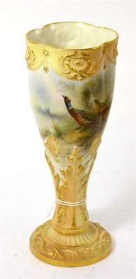 Lot 396 - Royal Worcester vase painted with pheasants by James Stinton