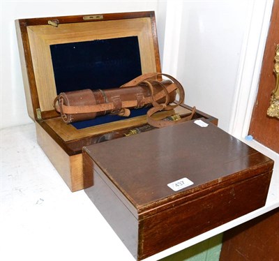 Lot 437 - A quantity of commemorative china, two leather cased telescopes, two writing boxes etc