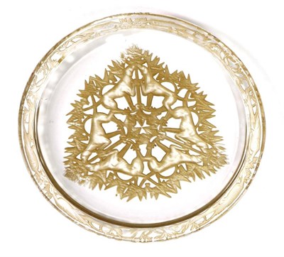 Lot 512 - René Lalique (French, 1860-1945): A Clear and Sepia Stained Chasse Chiens No.3001 Glass Plate,...