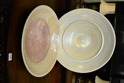 Lot 459 - Two large lustre platters by John Dunn, Brighton