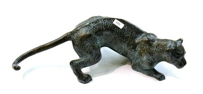 Lot 466 - A modern cast alloy model of a leopard