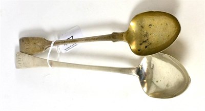 Lot 477 - Two George III silver basting spoons, Joseph & Albert Savory, London 1836 and Richard Crossley,...