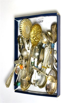 Lot 490 - Pair of silver serving spoons, assorted silver and plated flatwares