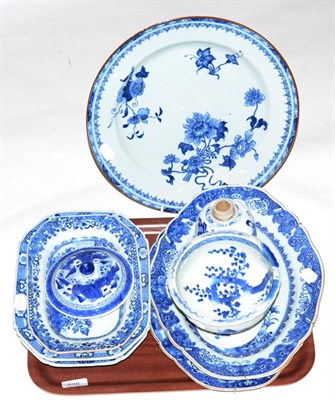 Lot 498 - A collection of Chinese and Japanese blue and white ceramics including meat plates, etc