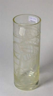 Lot 501 - A clear and frosted glass cylindrical vase, made for the opening of the Jill and Arthur M...