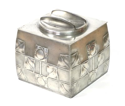 Lot 519 - Archibald Knox (1864-1933) for Liberty & Co: A Tudric Pewter Biscuit Box and Cover, of slightly...