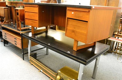 Lot 1026 - Habitat black egg table, circa 1980, modern desk with three plan drawers and another with a...