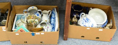 Lot 1106 - Ceramics and glass including meat plates, vases, etc, together with circa 1920's ivory backed...