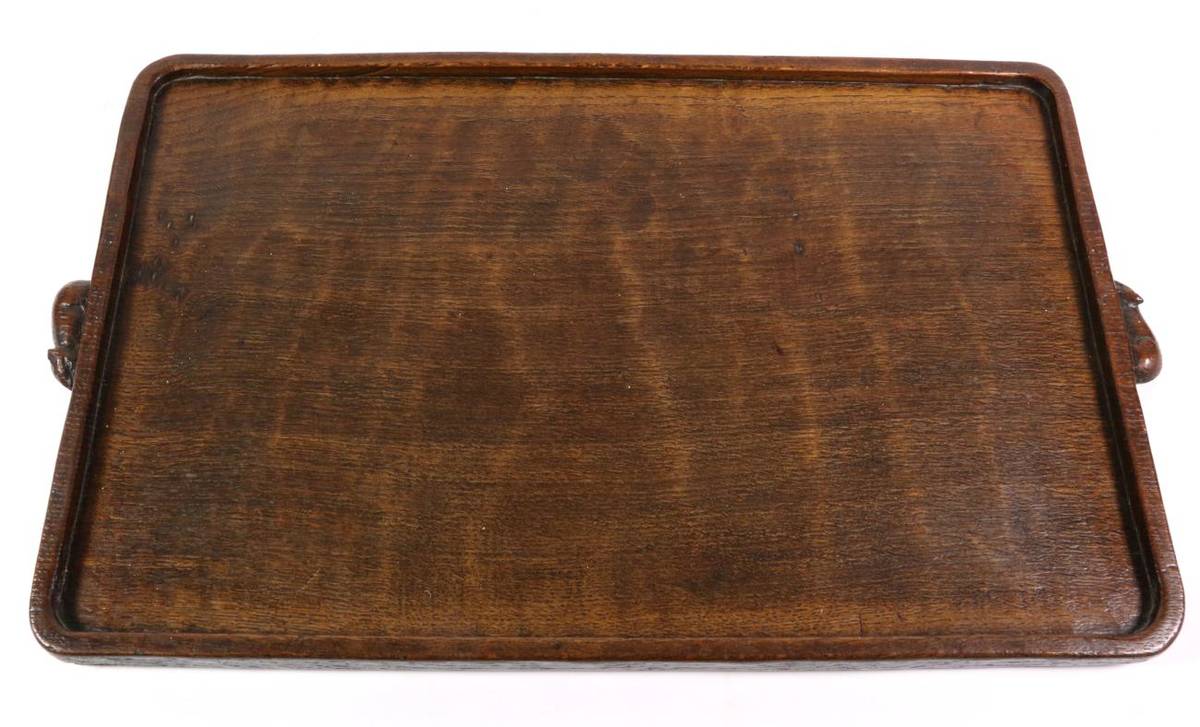 Lot 532 - Mouseman: A Robert Thompson English Oak Tea Tray, of rectangular form with raised sides, adzed...