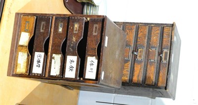 Lot 1138 - A Japanese watch makers chest and a Japanese filing tray cupboard (2)