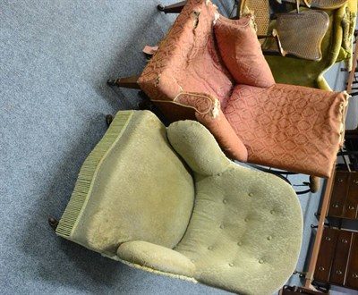 Lot 1152 - Two Victorian upholstered armchairs (a.f.)