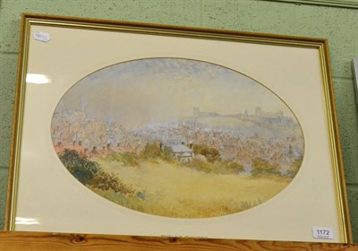 Lot 1172 - Attributed to George Weatherill, Whitby from Meadowfields, heightened watercolour