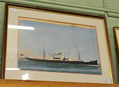 Lot 1173 - A framed gouache portrait of a steam yacht (a.f.)