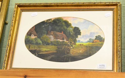 Lot 1175 - John Lewis Fitzgerald, figure driving a horse an cart through a stream, signed, oil on canvas...