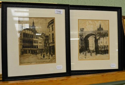 Lot 1182 - Two etchings of Newcastle signed J R Gauld