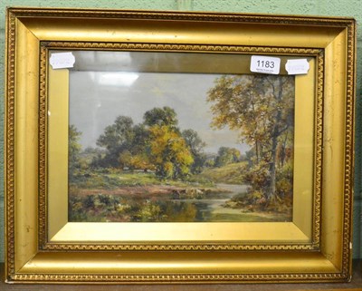 Lot 1183 - British School (19th/20th century), cattle grazing in a landscape, indistinctly signed, oil on...