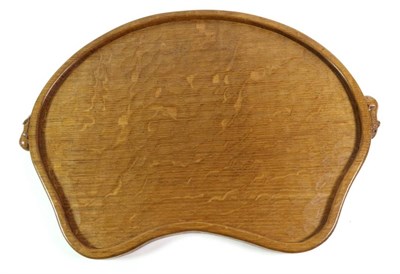 Lot 540 - Mouseman: A Robert Thompson English Oak Tea Tray, with carved mouse signature, 47.5cm wide