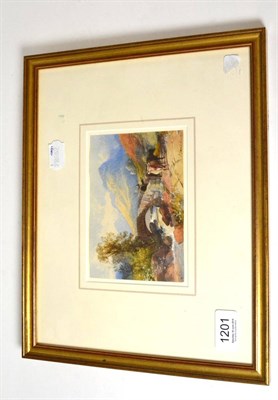 Lot 1201 - James Burrell Smith (1822-1897) Drover with cattle in a highland landscape, signed and dated...