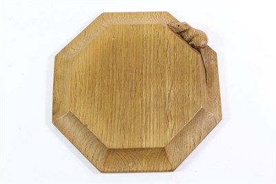 Lot 541 - Mouseman: A Robert Thompson English Oak Teapot Stand, with carved mouse signature, 19cm wide