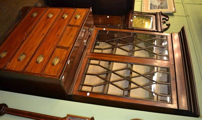 Lot 1240 - A mahogany and line inlaid chest with bookcase top